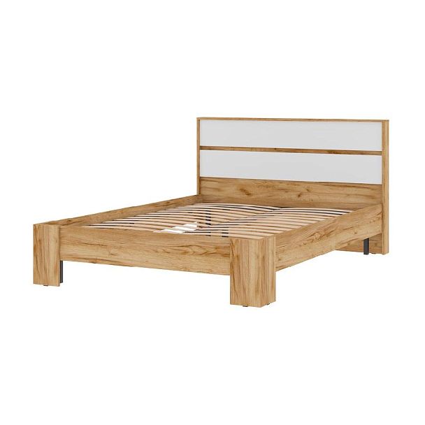 Хелен КР 02 Кровать 1.4х2.0 (1,470х0,928х2,114) белый/дуб крафт золото - Вид 2