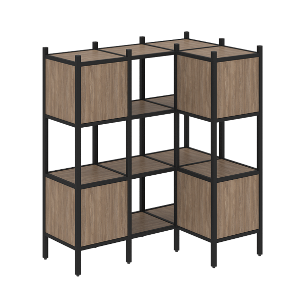 Loft Угловой внутренний стеллаж наборный VR.L-29 Дуб аризона/Чёрный металл 1278*862*1458 - Вид 1