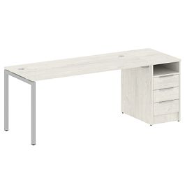 Metal System Quattro Р. ст. с тумбой на П-образном м/к 40БП.РС-СТП-1.4 Дуб наварра/Серый металл 2012*720*750 - Фото предпросмотра