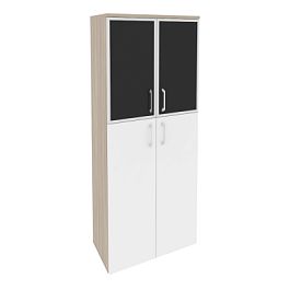 Onix Шкаф высокий широкий O.ST-1.7 R black Дуб аттик/Белый бриллиант/Стекло black 800*420*1977 - Фото предпросмотра