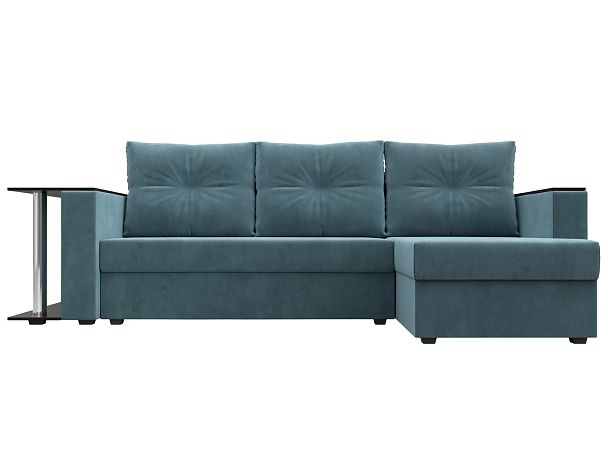 Угловой диван Атланта Лайт правый (полностью Велюр бирюзовый) - Вид 2