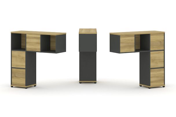 Concept Надставка низкая CN.DNN-003 Дуб Винченцо/Антрацит/Металл Антрацит 1099*365*1130 - Вид 1