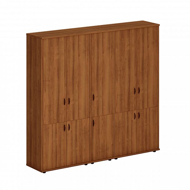 Шкаф комбинированный высокий (закрытый + закрытый узкий + закрытый) "Престиж" Исп.58 темный орех - Вид 1