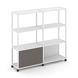 Shelf Mobile Стеллаж 4 уровня 2 секции VR.LT-STK-413.12 Белый Бриллиант/Металл Белый/W-26 2370*400*1523 - Фото предпросмотра