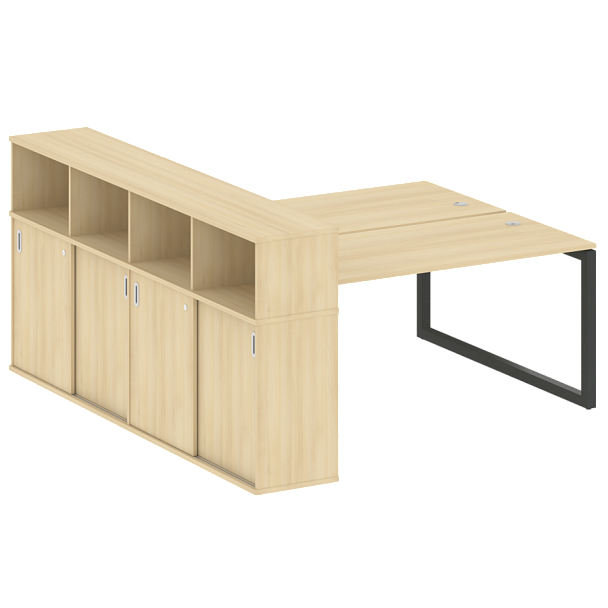 Metal System Quattro Р. ст. с шкафом-купе на О-образном м/к 50БО.РС-СШК-4.4 Т Акация/Антрацит металл 2010*2332*1098 - Вид 1