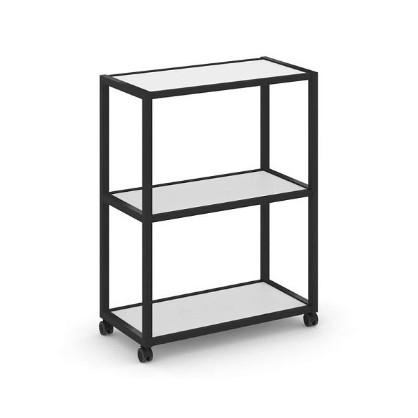 Shelf Mobile Стеллаж 3 уровня 1 секция VR.LT-STK-301.12 Белый Бриллиант/Металл Черный 1200*400*1046 - Вид 1