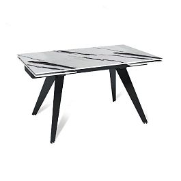 Стол раскладной Rhein (140+40+40), керамика глянцевая Panda White - Фото предпросмотра