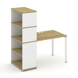 Concept Стол рабочий с опорным стеллажом с надставкой выс. CN.SP-213 Дуб Винченцо/Белый Бриллиант/Металл Белый 1400*720*1530 - Фото предпросмотра