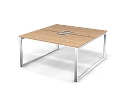 MATRIX 121S205-O Стол прямой двойной, пров-ик Merida (O-опоры) 1580х1590х775 Швейцарский вяз/Белый - Фото предпросмотра