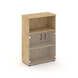 Стайл Проджект Шкаф средний широкий SN.STS-202 Тиквуд Светлый/Прозрачный/Черный Ручки 796*400*1203 - Фото предпросмотра