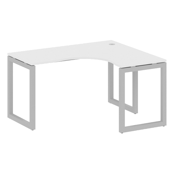Metal System Quattro Стол криволинейный правый на О-образном м/к 50БО.СА-3 (R) Белый/Серый металл 1400*1200*750 - Вид 1