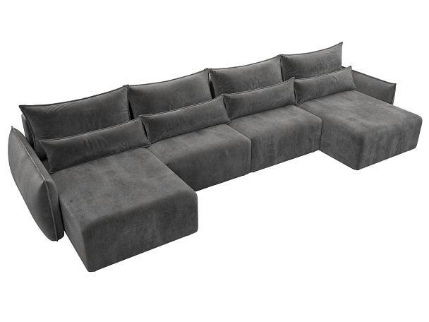 Диван П-образный Лига-051 НПБ Лонг Велюр серый - Вид 6