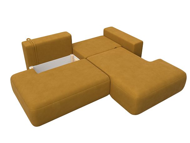 Диван угловой Лига-036 НПБ Модерн правый угол Велюр желтый - Вид 8