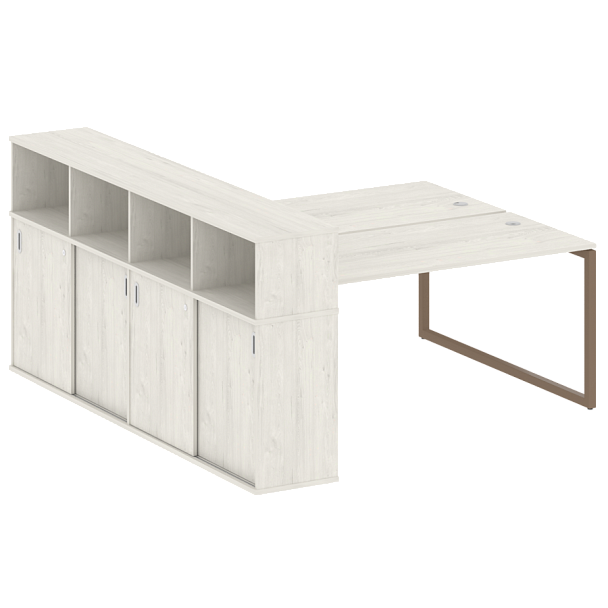 Metal System Quattro Р. ст. с шкафом-купе на О-образном м/к 40БО.РС-СШК-4.4 Т Дуб наварра/Мокко металл 2010*2332*1098 - Вид 1