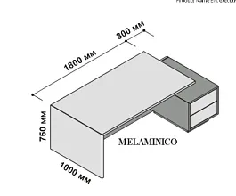 Elite Стол правосторонний с тумбой 210x115 см (меламин) 174158 Чёрный тополь PIOPPO MORO Cod. 63 Elite кабинет руководителя  черный - Фото предпросмотра
