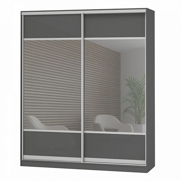 Шкаф Дерби 1965 ЗР- ЗР "Шкафы-купе" ПК-ДЕБ-Ш215Х197СЗ/1-В1-73 темно-серый - Вид 1