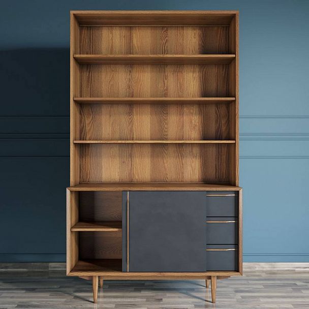 Стеллаж "Bruni Black" с дверками BR-01 - Вид 2