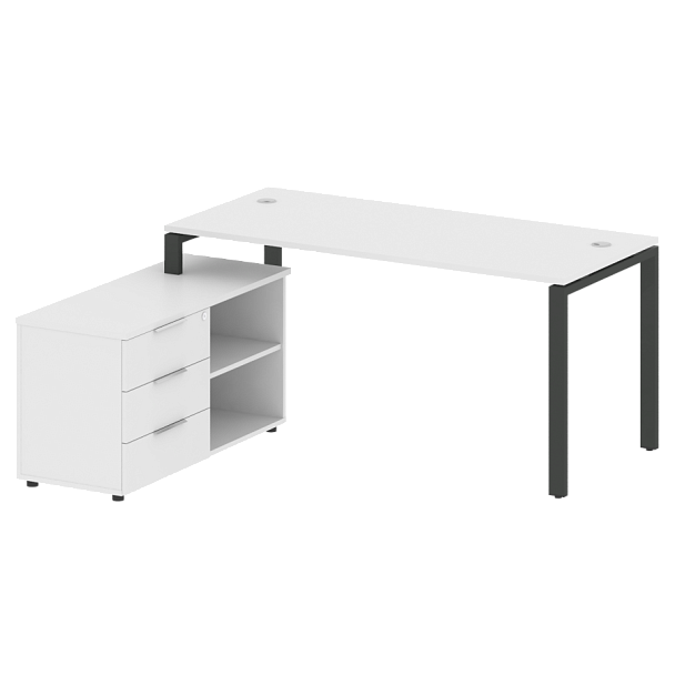 Metal System Р. ст. с тумбой на П-образном м/к БП.РС-СТС-2.4 (L) Белый/Антрацит металл 1700*1520*750 - Вид 1