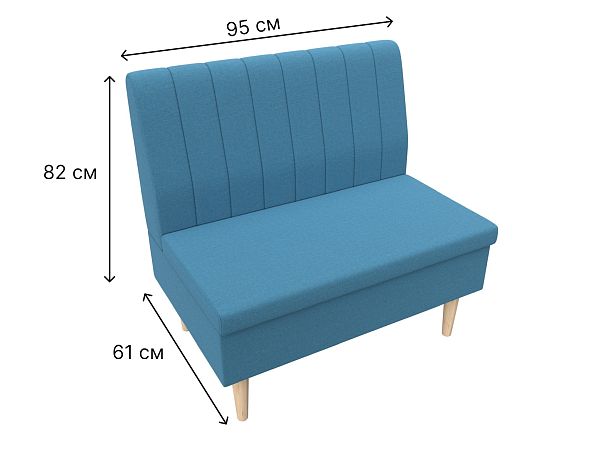 Диван прямой Мини Рогожка голубой - Вид 8