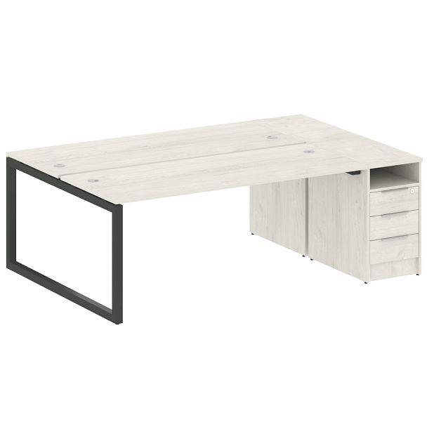 Metal System Quattro Р. ст. с тумбой на О-образном м/к 50БО.РС-СТП-2.5 Дуб наварра/Антрацит металл 2212*1475*750 - Вид 1