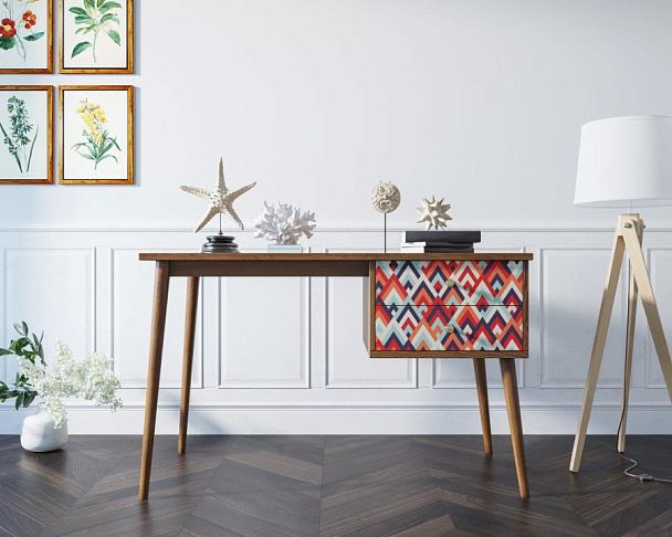 Стол рабочий Berber принт 2 с одной тумбой арт BB20/Print_02 - Вид 4