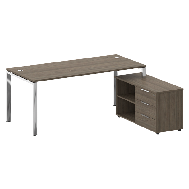 Metal System Direct Стол руковододителя с тумбой правый БГ.СРТ-5.8 (R) Вяз/Нерж. сталь 1900*1620*750 - Вид 1
