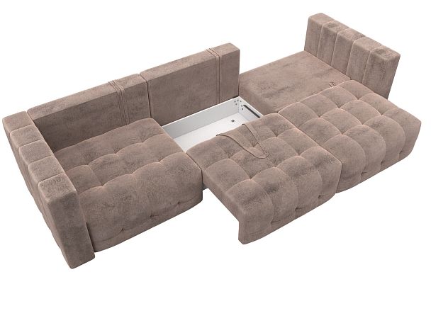 Диван прямой Лига-052 НПБ Лонг Велюр бежевый - Вид 8