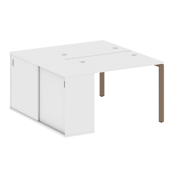 Metal System Р. ст. с шкафом-купе на П-образном м/к БП.РС-СШК-1.1 Т Белый/Мокко металл 1410*1475*750 - Вид 1