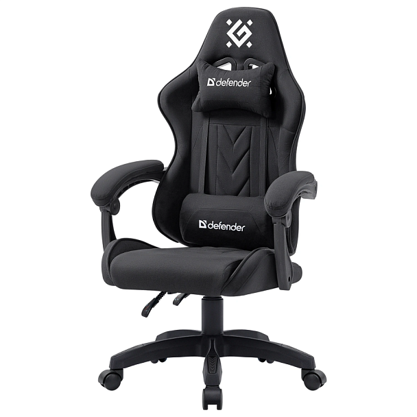 Кресло компьютерное DEFENDER "Breeze", 2 подушки, ткань, черное, 64299 - Вид 9