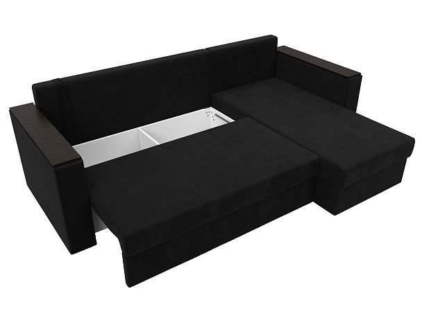 Угловой диван Атланта Лайт Б/С правый (полностью микровельвет черный) - Вид 7