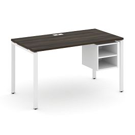 Concept Стол рабочий с подвесной тумбой с 2 открытыми нишами CN.SP-107 Дуб Мали/Белый Бриллиант/Металл Белый 1380*720*750 - Фото предпросмотра