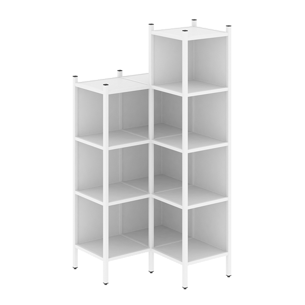 Loft Угловой внутренний стеллаж наборный VR.L-38 Белый бриллиант/Белый металл 862*862*1869 - Вид 1