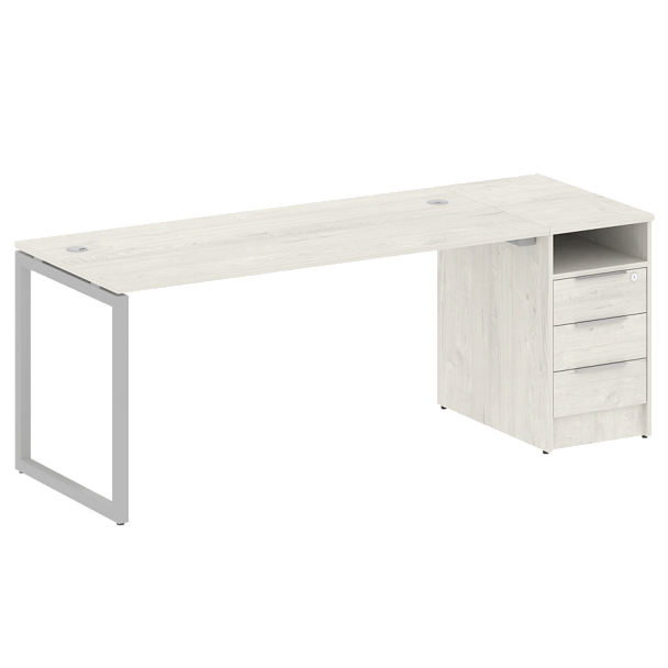 Metal System Quattro Р. ст. с тумбой на О-образном м/к 40БО.РС-СТП-1.4 Дуб наварра/Серый металл 2012*720*750 - Вид 1