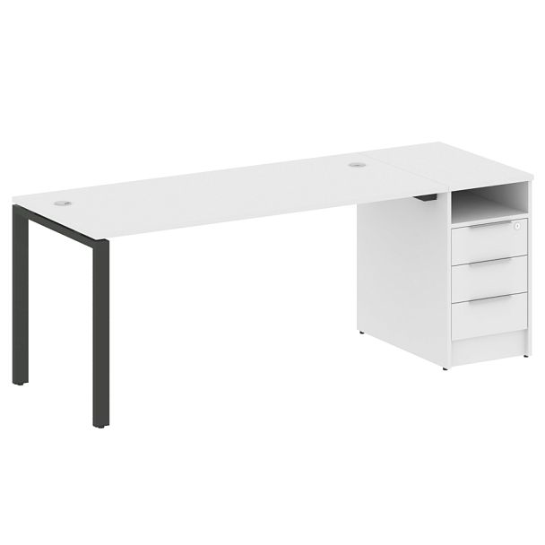 Metal System Р. ст. с тумбой на П-образном м/к БП.РС-СТП-1.4 Белый/Антрацит металл 2012*720*750 - Вид 1