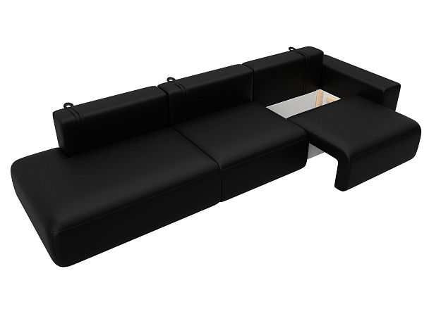 Диван прямой Лига-036 НПБ Модерн Лонг подлокотник справа Экокожа черный - Вид 7