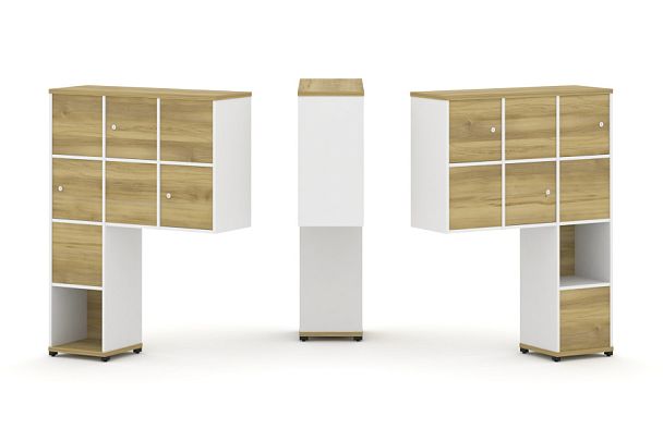 Concept Надставка высокая CN.DNV-002 Дуб Винченцо/Белый Бриллиант/Металл Черный 1099*350*1486 - Вид 1