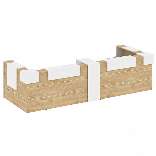 Ресепшн П-образный "Onix" O.R-K-37 тиквуд светлый/белый - Вид 2