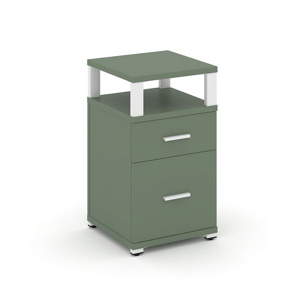 Concept Тумба приставная 1 ящ.+1 распаш. фасад с надставкой CN.TUP-006 W Кобо/Металл Белый 420*420*750 - Вид 1