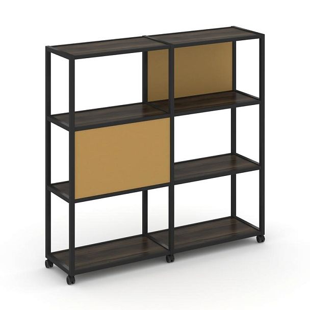 Shelf Mobile Стеллаж 4 уровня 2 секции VR.LT-STK-412.08 Дуб Мали/Металл Черный/W-31 1570*400*1523 - Вид 1