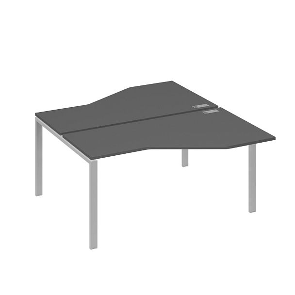 Рабочая станция со столами (2х160) Техно на каркасе UNO A4 А4 Б1 188 БП антрацит премиум / металлокаркас серый - Вид 1