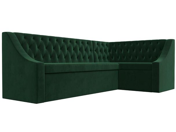 Кухонный угловой диван Мерлин правый (полностью велюр зеленый) - Вид 3