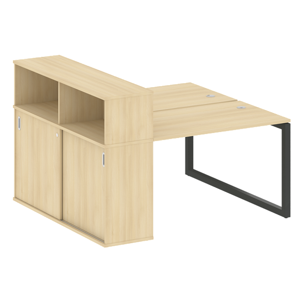 Metal System Quattro Р. ст. с шкафом-купе на О-образном м/к 50БО.РС-СШК-2.2 Т Акация/Антрацит металл 1610*1475*1098 - Вид 1