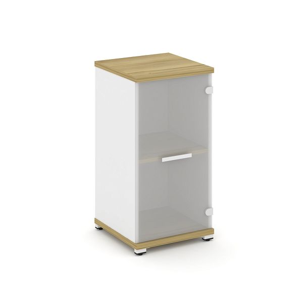 Concept Шкаф 1 узкая секция, 2 ниши CN.STU.E-213 SM W Дуб Винченцо/Белый Бриллиант/Металл Белый/Сатин 420*420*818 - Вид 1