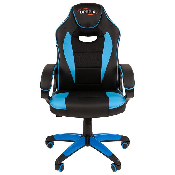 Кресло компьютерное BRABIX "Blaze GM-162", TW/экокожа, черное/голубое, 532578, 7083506 - Вид 5