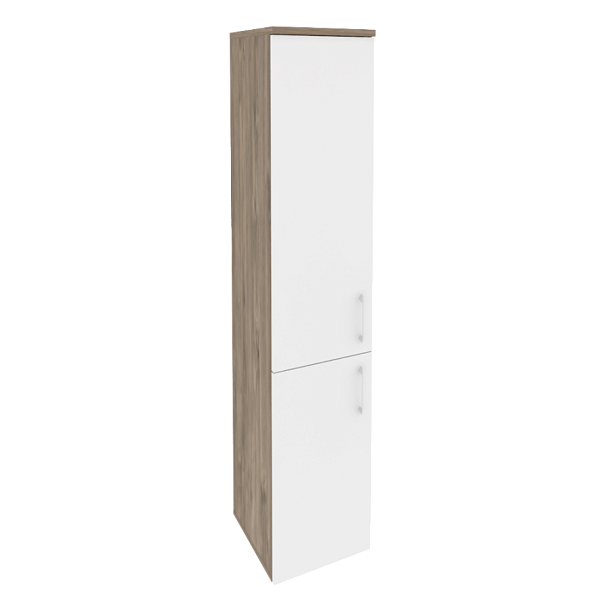 Onix Шкаф высокий узкий левый O.SU-1.3 (L) Тиквуд темный/Белый бриллиант 400*420*1977 - Вид 1