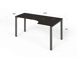UNITY РМСУ9-16R ВЕНГЕ Стол на металлокаркасе угловой правый 1600х900х750 - Фото предпросмотра