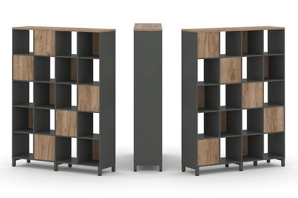 Style Project Набор стеллажа 2-х сторон., 5 яр. SN.NSD-541 Антрацит/Дуб Табак/Металл Антрацит 1488*4 - Вид 1