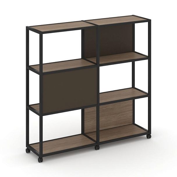Shelf Mobile Стеллаж 4 уровня 2 секции VR.LT-STK-414.10 Дуб Аризона/Металл Черный/W-25 1970*400*1523 - Вид 1