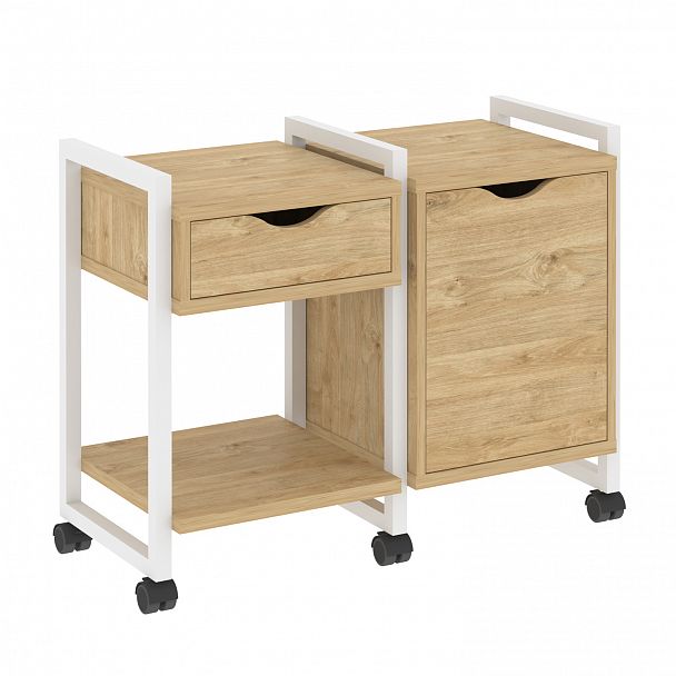 Тумба на колесах наборная "Loft" VR.L-TN-3.K тиквуд светлый/белый - Вид 1