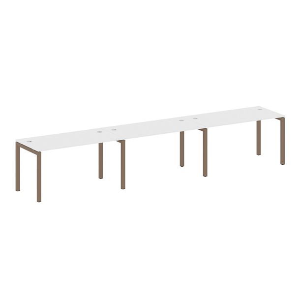 Metal System Quattro Р. ст. на 3 раб. места на П-образном м/к 50БП.СМ-3.3 Белый/Мокко металл 4200*720*750 - Вид 1